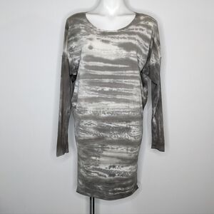 PJ Harlow Rock Cotton grey white tie dye long sleeve pajama dress